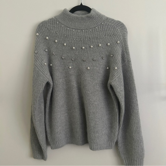 Maurices Gray Sweater with Pearl Accents - Picture 3 of 9